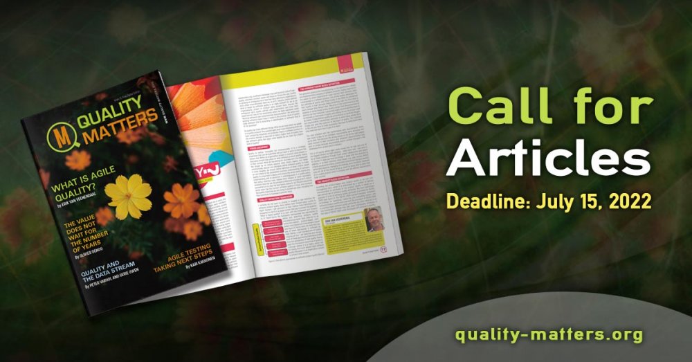 Call for Articles for Issue 14 of Quality Matters is now open!