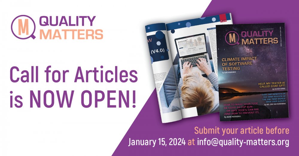 Call for Articles for the new issue of Quality Matters is now open!