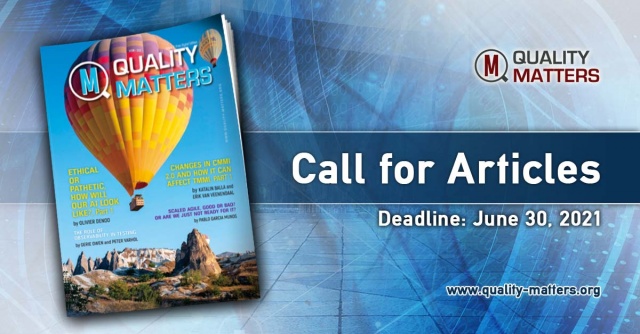 Call for Articles for Quality Matters Issue 12 is now open!